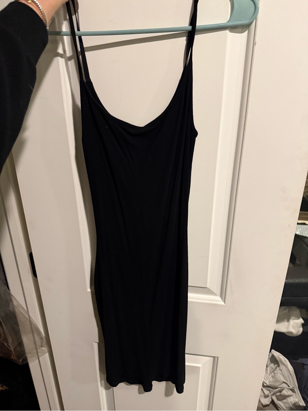 SKIMS Black Midi Slip Dress